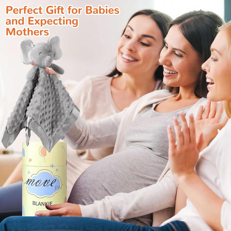 MOVEPAI Baby Security Blanket, Soft Baby Lovey Toy Blanket for Boys and Girls, Snuggle Toy Lovie Newborn Gift, Unisex Baby Plush Gray Elephant 16 Inch - Image 4